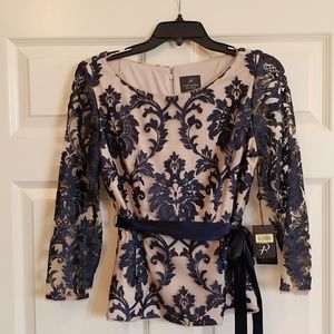 Dressy lace overlayed blouse
